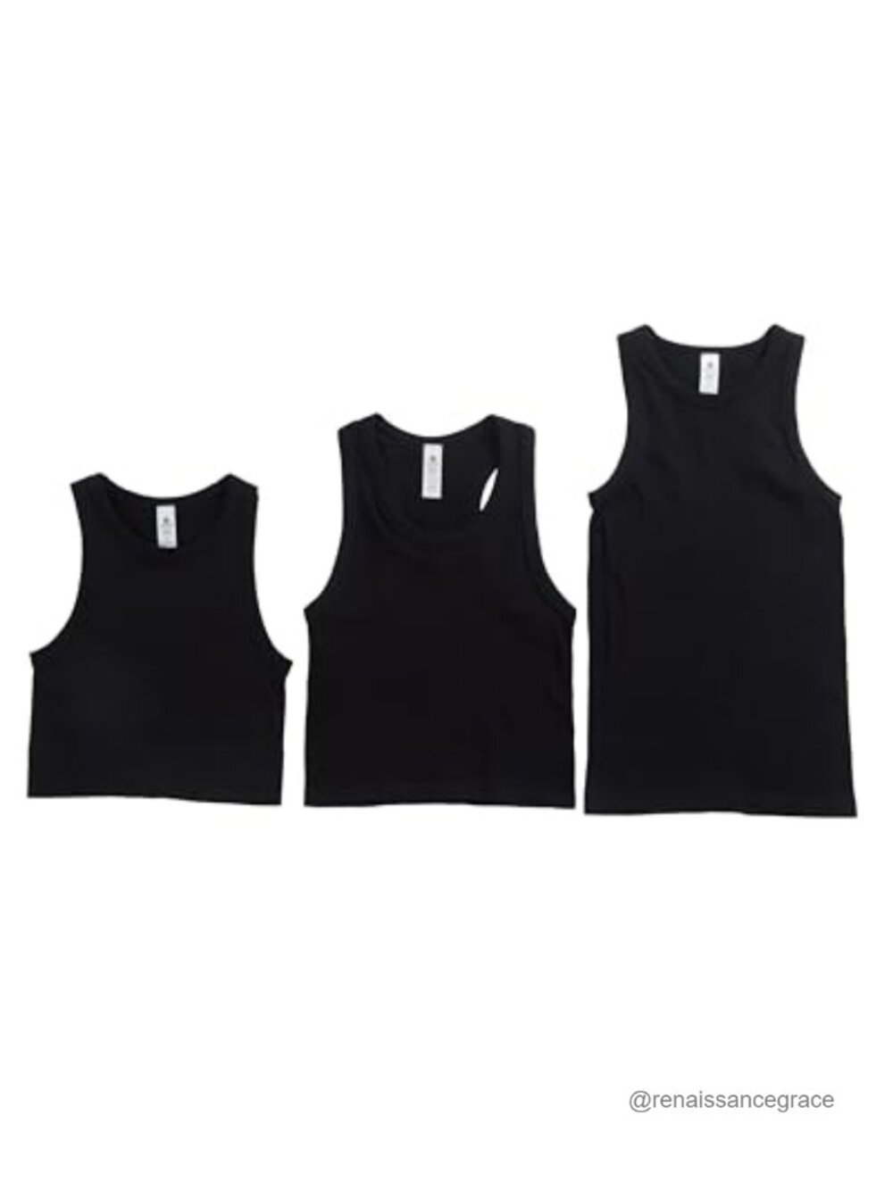 3 Pack Seamless Ribbed Tank Tops, Racerback Scoop Neck, Cropped & Long